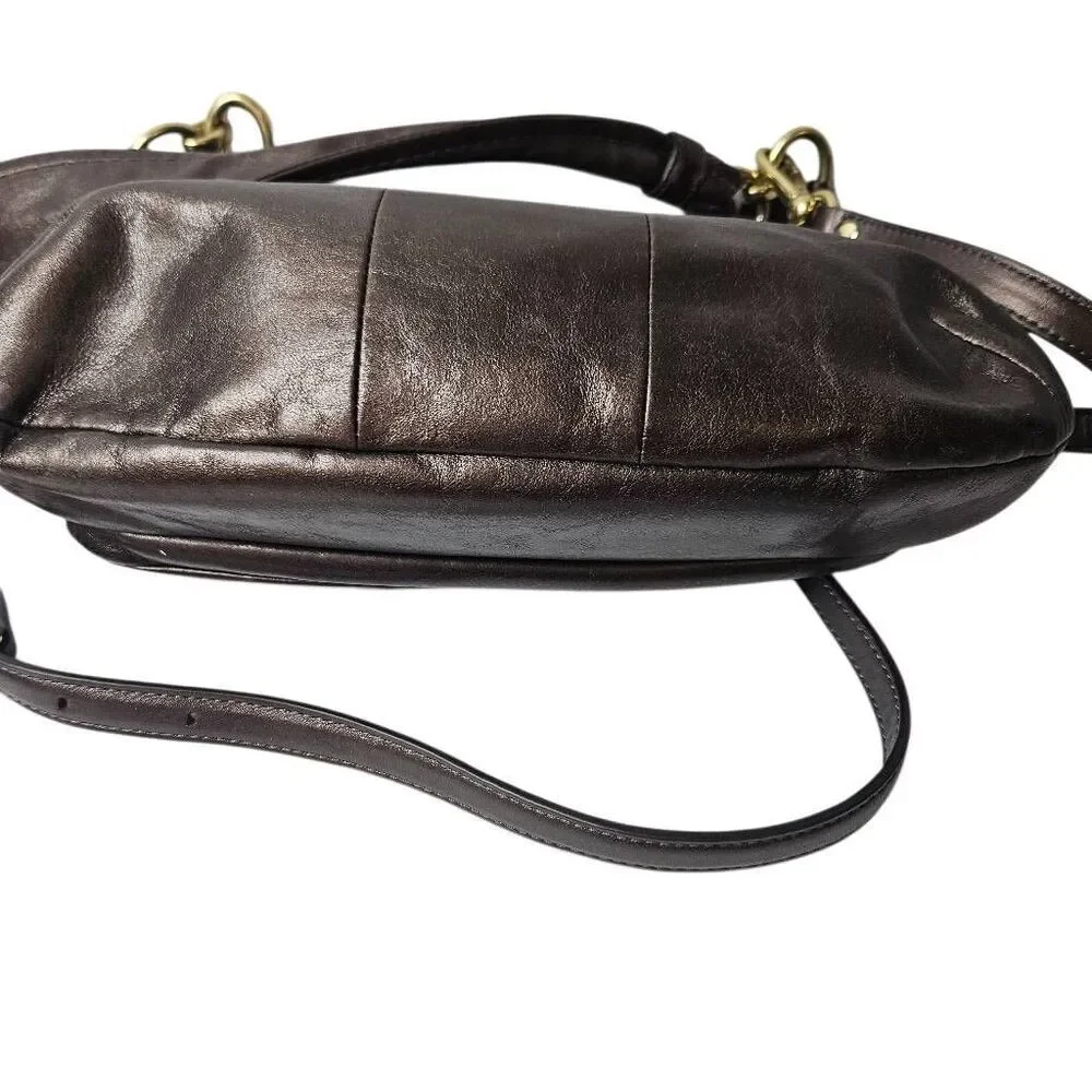 Coach Ashley Crimson metallic leather crossbody bag.